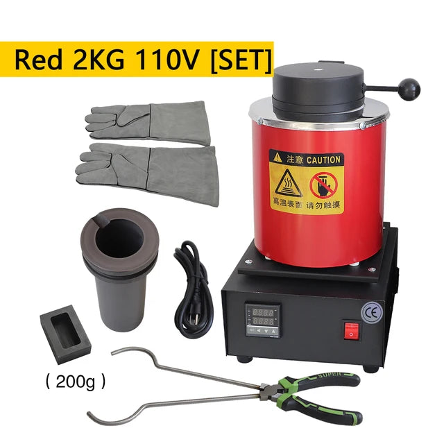 1400W Digital Melting Furnace with Graphite Crucible (1/2/3KG) - Melt Gold, Silver, Copper & More!