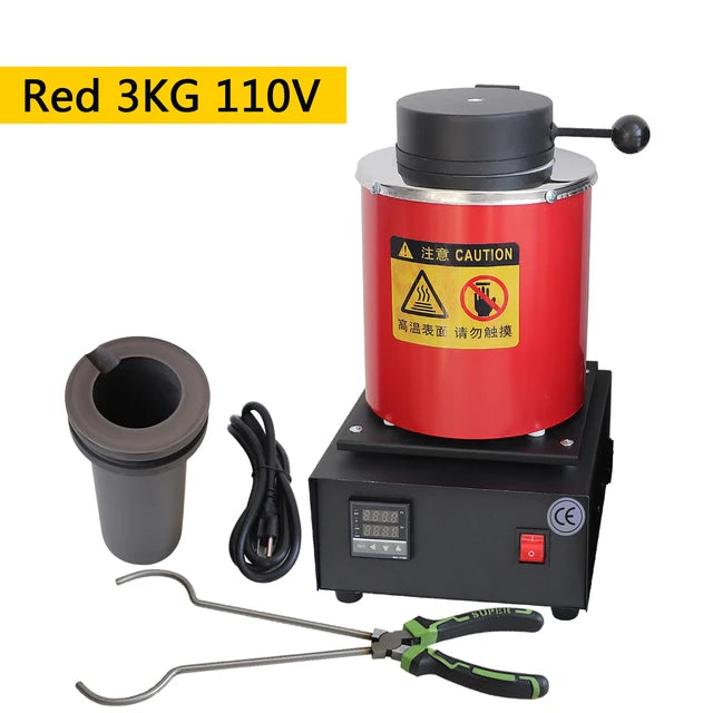 1400W Digital Melting Furnace with Graphite Crucible (1/2/3KG) - Melt Gold, Silver, Copper & More!