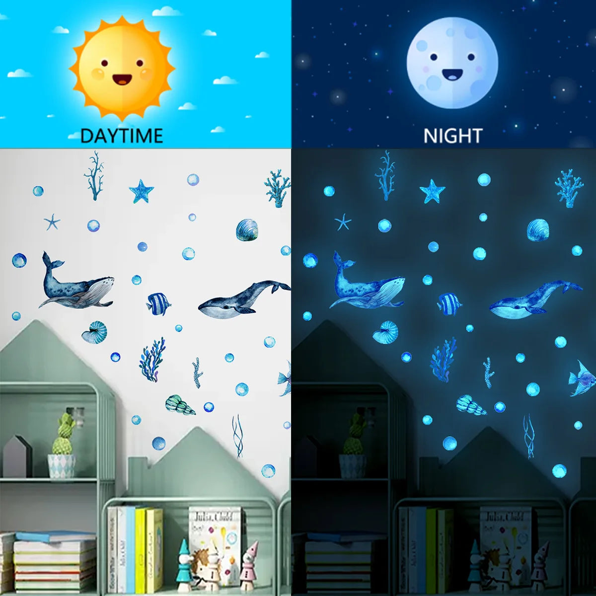 Marine Animals Blue Luminous Wall Stickers