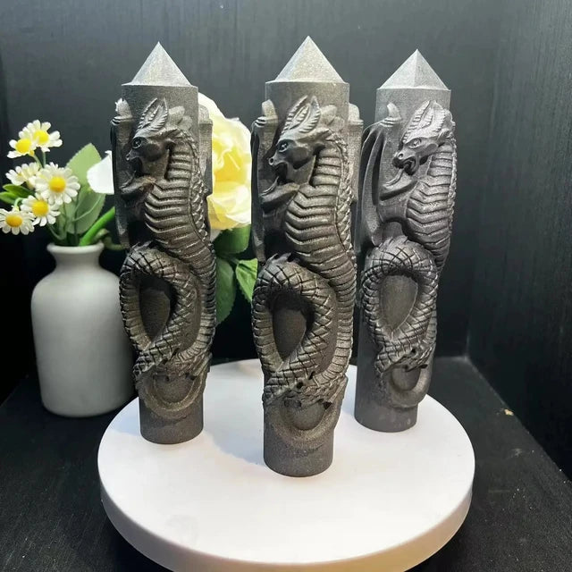 Shungite Dragon Tower: Enhance Positive Energy with Natural Crystals (10-12cm)