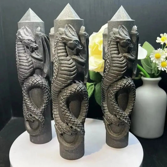 Shungite Dragon Tower: Enhance Positive Energy with Natural Crystals (10-12cm)