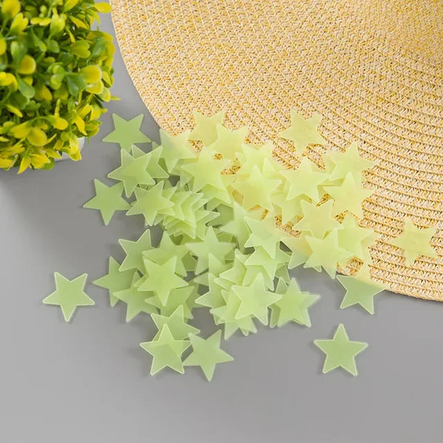 100Pcs 3D Star Luminous Wall Stickers Glow In The Dark Energy Storage Fluorescent Wall Decals Kids Room Bedroom Home Decoration