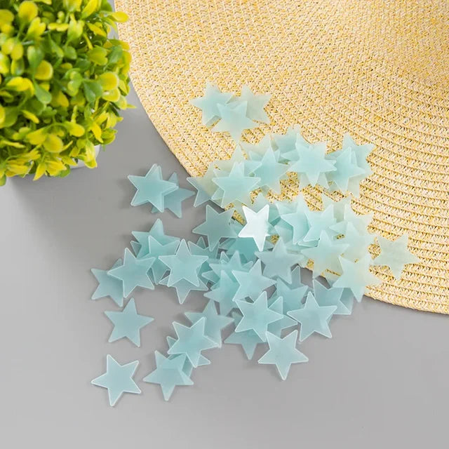 100Pcs 3D Star Luminous Wall Stickers Glow In The Dark Energy Storage Fluorescent Wall Decals Kids Room Bedroom Home Decoration