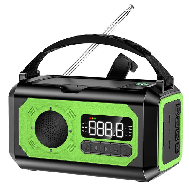 12000mAh Emergency Weather Radio with 2 Solar Panels Solar Hand Crank Reading Lamp Power Bank SOS Alarm for Camping Hiking Tents