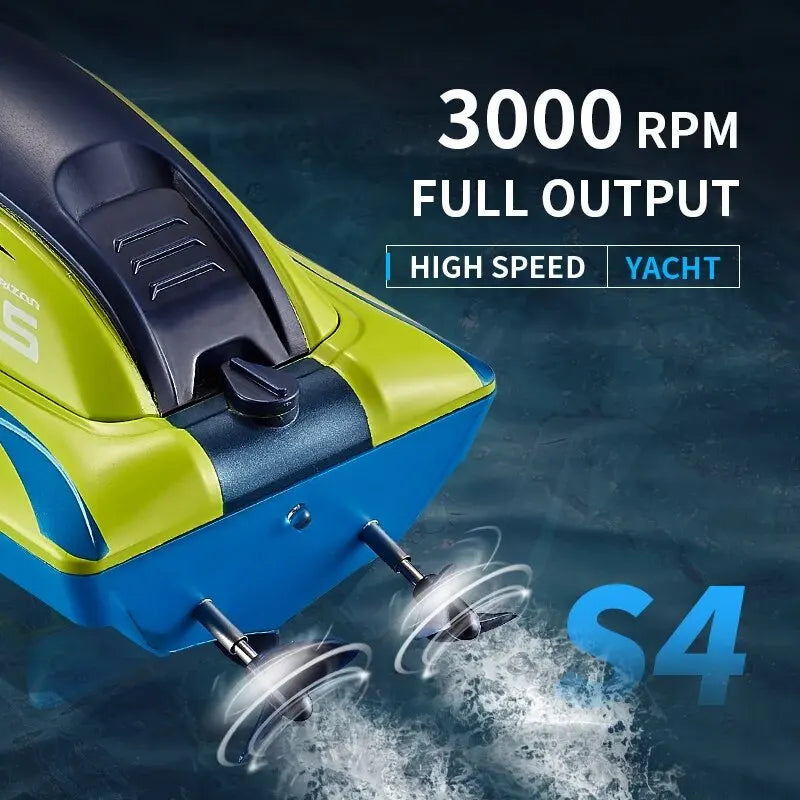 2.4G Remote Control Boat Double Rudder Motor Waterproof ABS High Speed Speedboat S4 Boy Toy Remote Control Speedboat Gift