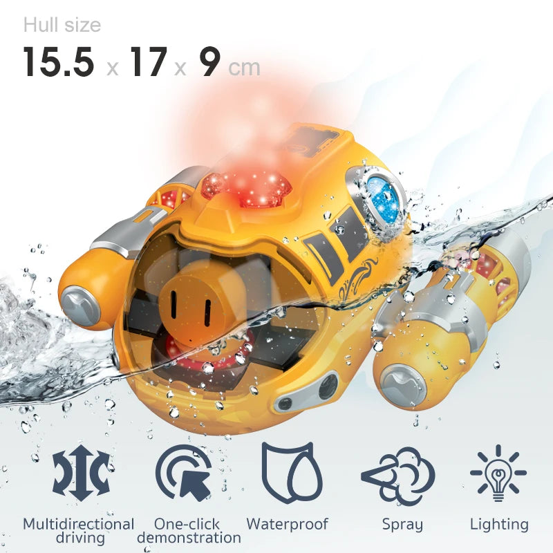 2.4GHz Remote Control Motorboat Waterproof Spray Swimming Pool Bathing RC Steamboat Toys For Boys And Girls Children's Gift