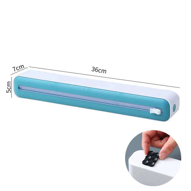 2 In 1 Food Film Dispenser Wrap Dispenser With Cutter Storage Box Aluminum Foil Stretch Film Cutter Kitchen Accessories