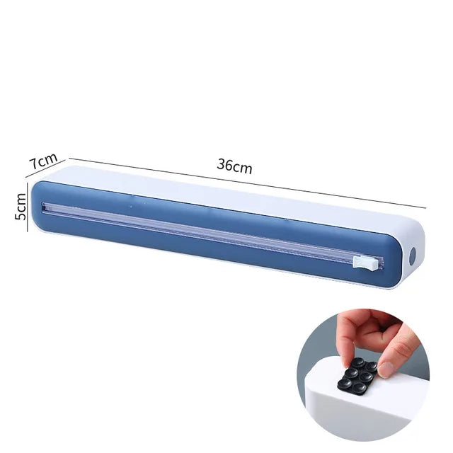 2 In 1 Food Film Dispenser Wrap Dispenser With Cutter Storage Box Aluminum Foil Stretch Film Cutter Kitchen Accessories