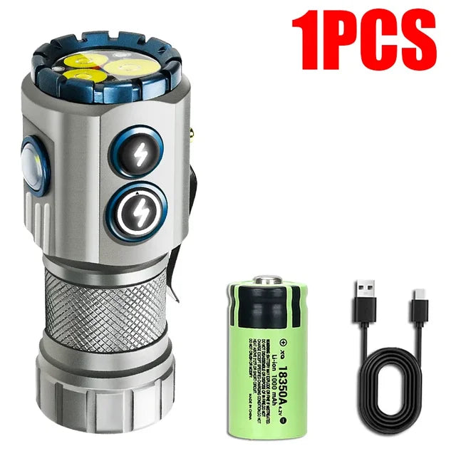 2000LM Powerful Mini LED Flashlight USB Rechargeable EDC Keychain Torch With CAP CLIP Magnet Outdoor Camping Tactical Lantern