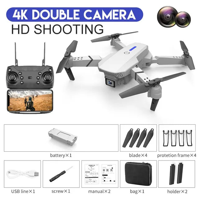 2024 E88Pro RC Drone 4K Professinal With 1080P Wide Angle HD Camera Foldable Helicopter WIFI FPV Height Hold Gift Toy