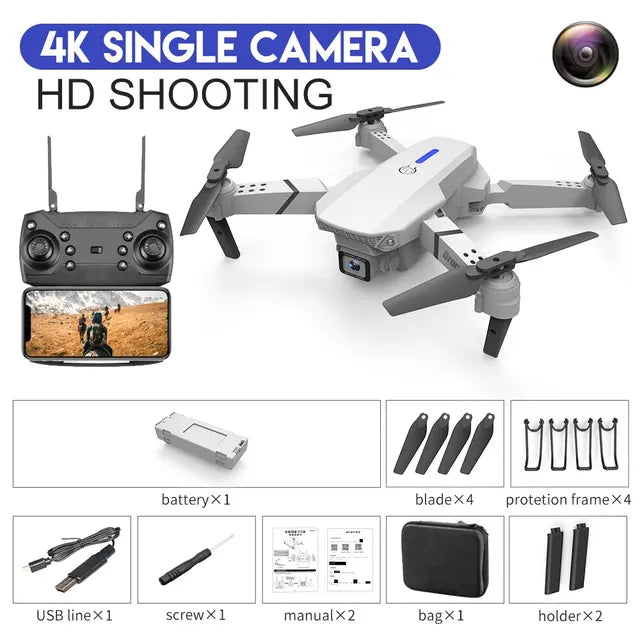 2024 E88Pro RC Drone 4K Professinal With 1080P Wide Angle HD Camera Foldable Helicopter WIFI FPV Height Hold Gift Toy