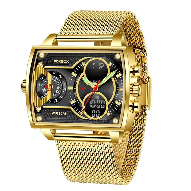 2024 Men Watch Gold Quartz Led Clock Men Watch Sport Waterproof Wrist Watch Male Military Digital Watches Man Relogio Masculino