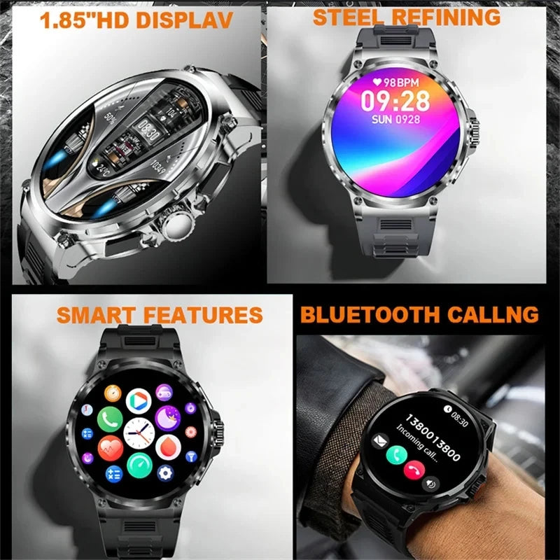 710mAh Smartwatch  1.85" HD Display  GPS tracking Heart rate and Blood pressure monitor Waterproof