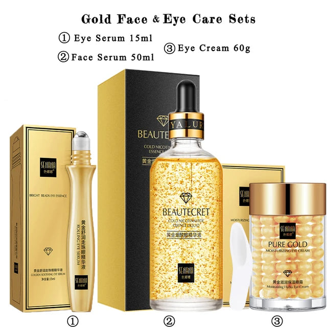 24k Gold Facial Skin Care Set Moisturizing Repair Sleep Mask Acne Facial products kit Mask Anti Wrinkle Essence Korean Cosmetics