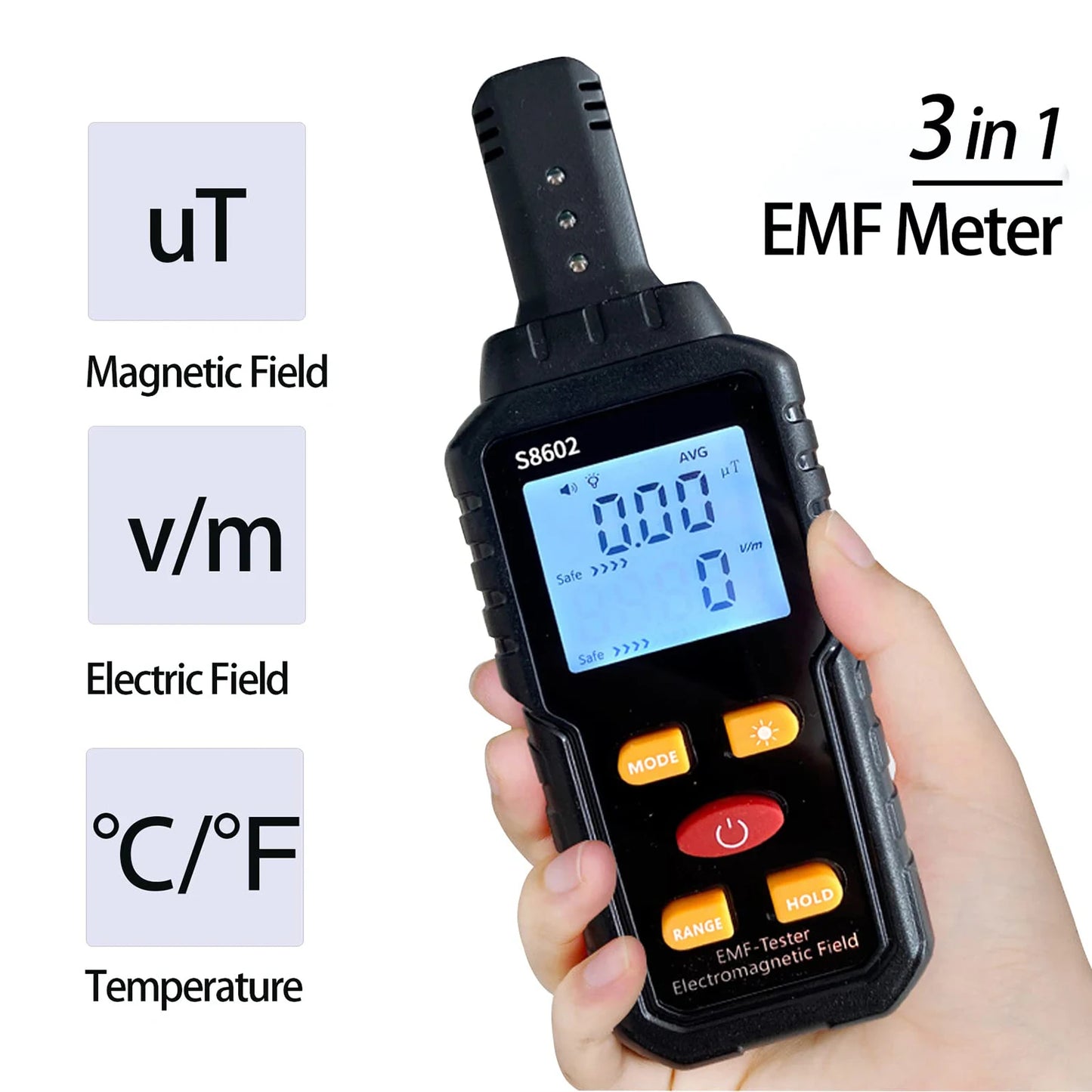 3-in-1 EMF Meter Radia Frequency Meter Radiation Detector Electromagnetic Field Person Radiation Dosimeter Counter Dose Alarm