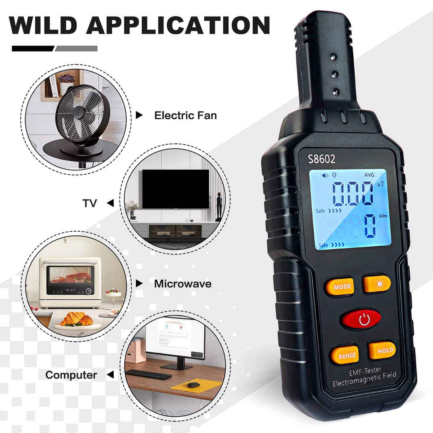 3-in-1 EMF Meter Radia Frequency Meter Radiation Detector Electromagnetic Field Person Radiation Dosimeter Counter Dose Alarm