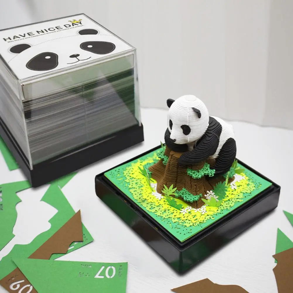 3D Panda 2024 Calendar Memo Pad Creative Desk Calendar Decoration Memo Pad Novelty Birthday Gift Christmas Gift