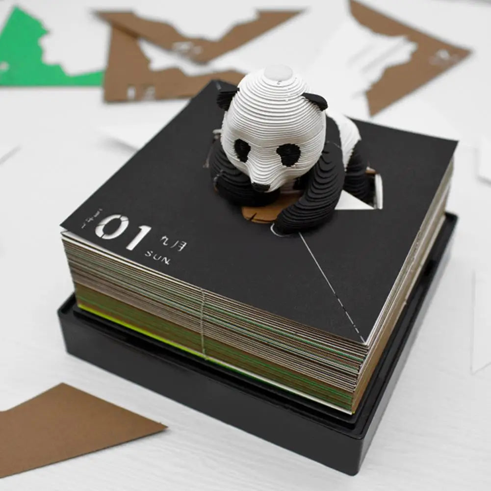 3D Panda 2024 Calendar Memo Pad Creative Desk Calendar Decoration Memo Pad Novelty Birthday Gift Christmas Gift