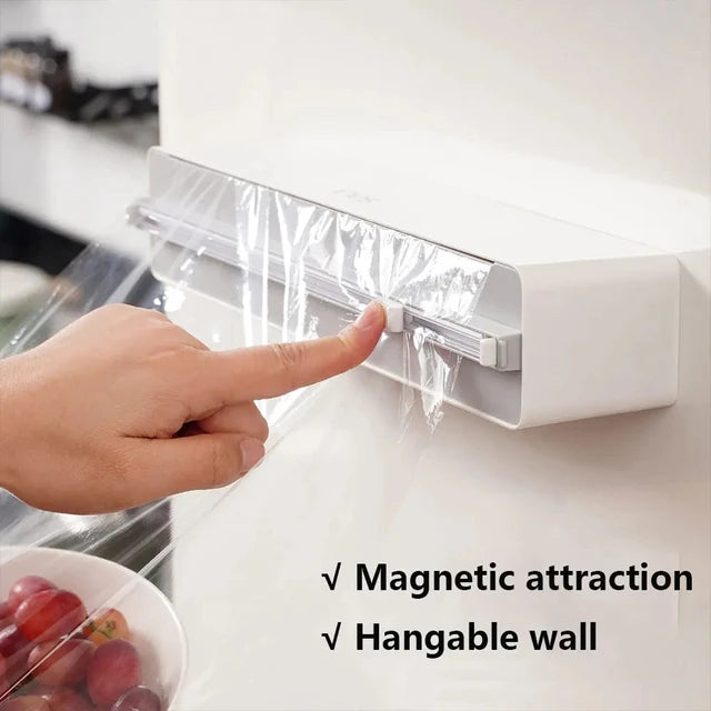 3in1 Plastic Wrap Dispenser Magnetic & Self adhesive Cling Film Dispenser Cutter Kitchen Tool Aluminum Foil Baking Paper Cutter