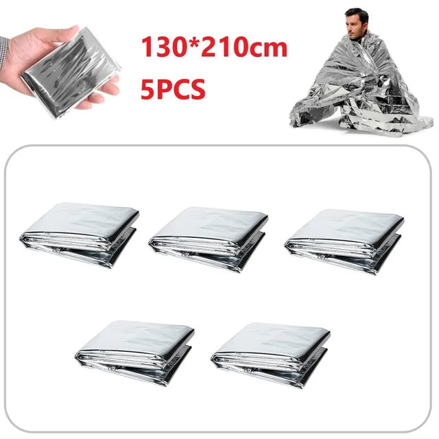 5-20pcs Emergency Blanket Outdoor Low Temperature Rescue First Aid Kit Insulation Windproof Waterproof Foil Thermal Blanket New