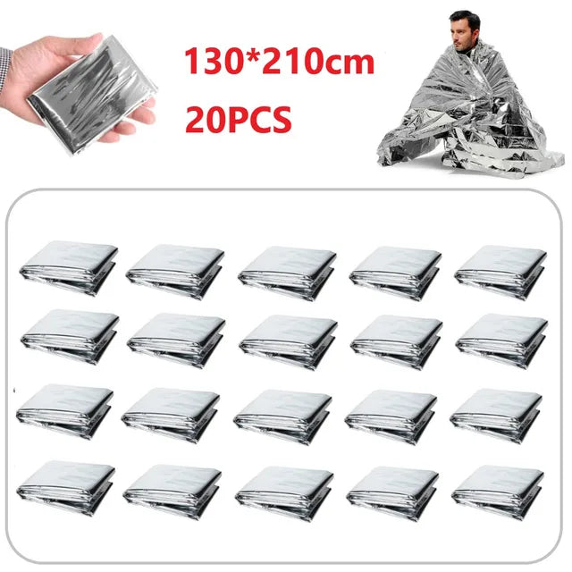 5-20pcs Emergency Blanket Outdoor Low Temperature Rescue First Aid Kit Insulation Windproof Waterproof Foil Thermal Blanket New