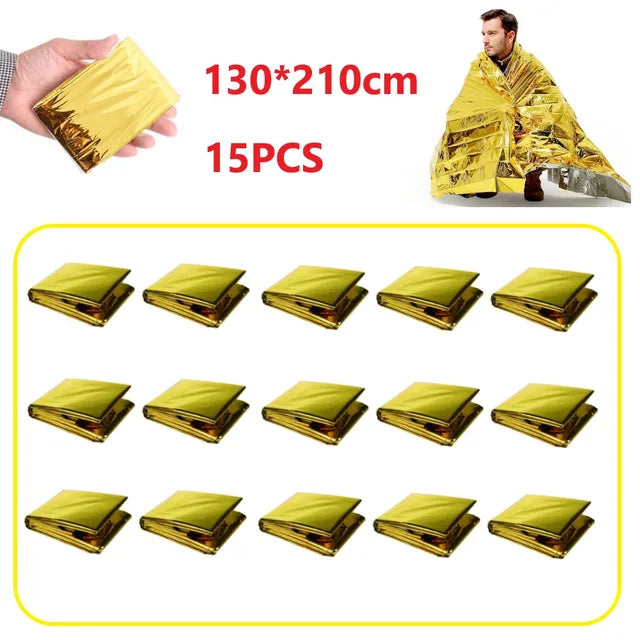 5-20pcs Emergency Blanket Outdoor Low Temperature Rescue First Aid Kit Insulation Windproof Waterproof Foil Thermal Blanket New