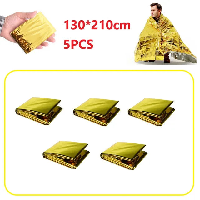 5-20pcs Emergency Blanket Outdoor Low Temperature Rescue First Aid Kit Insulation Windproof Waterproof Foil Thermal Blanket New