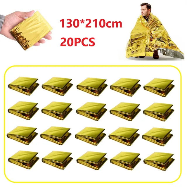 5-20pcs Emergency Blanket Outdoor Low Temperature Rescue First Aid Kit Insulation Windproof Waterproof Foil Thermal Blanket New