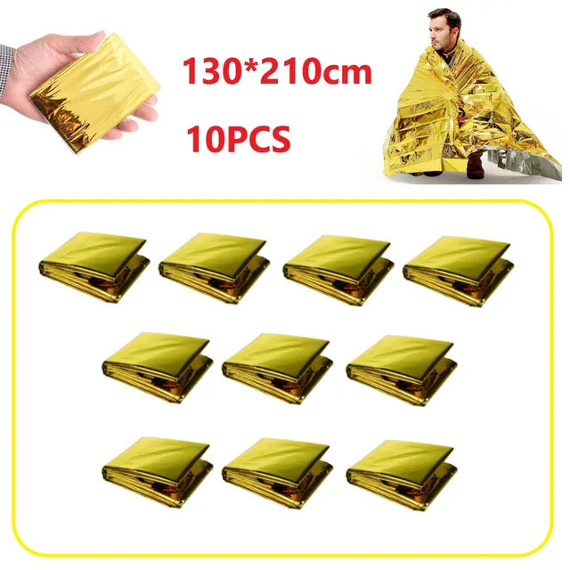 5-20pcs Emergency Blanket Outdoor Low Temperature Rescue First Aid Kit Insulation Windproof Waterproof Foil Thermal Blanket New