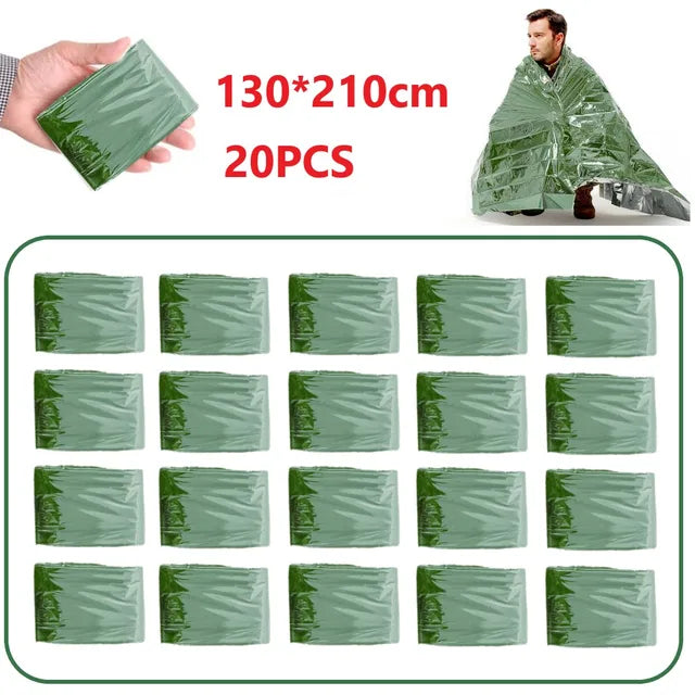 5-20pcs Emergency Blanket Outdoor Low Temperature Rescue First Aid Kit Insulation Windproof Waterproof Foil Thermal Blanket New