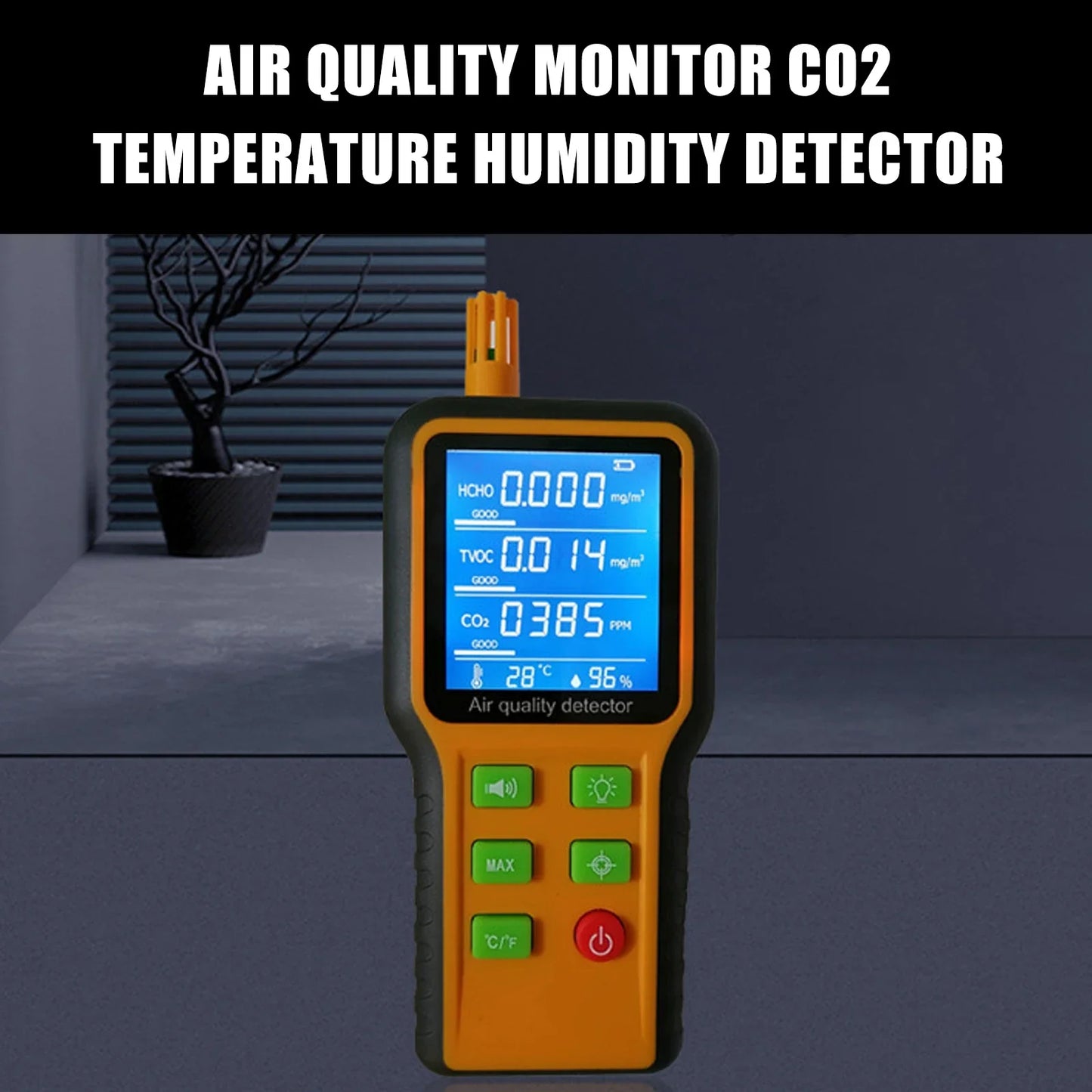 5 in 1 Portable Air Quality Monitor CO2 TVOC HCHO Tester Temperature Humidity Meter LCD Backlit Display Carbon Dioxide Detector