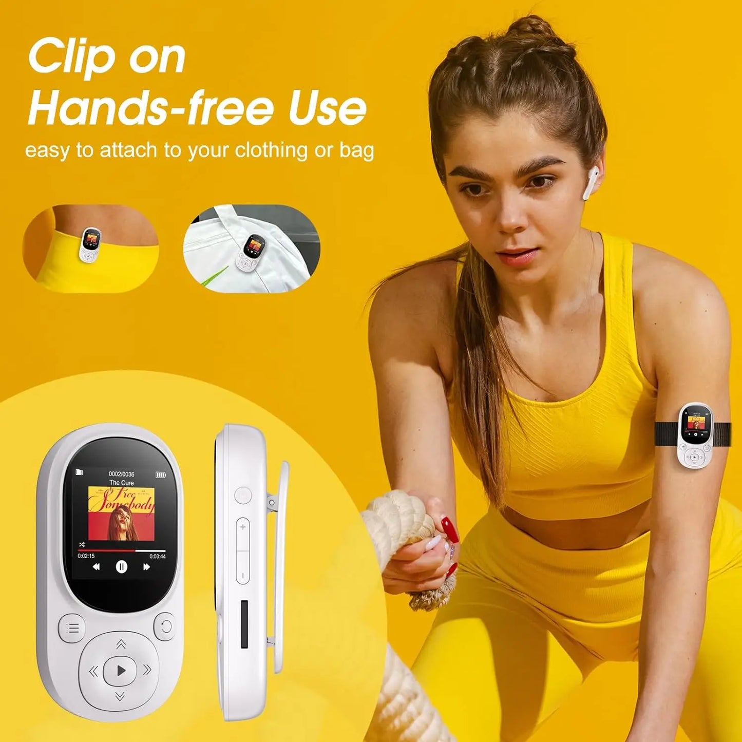 64GB Clip MP3 Player Mini Portable Music Player with FM Radio Recording Music mp3 Player for Kids with Pedometer Mp4 Player