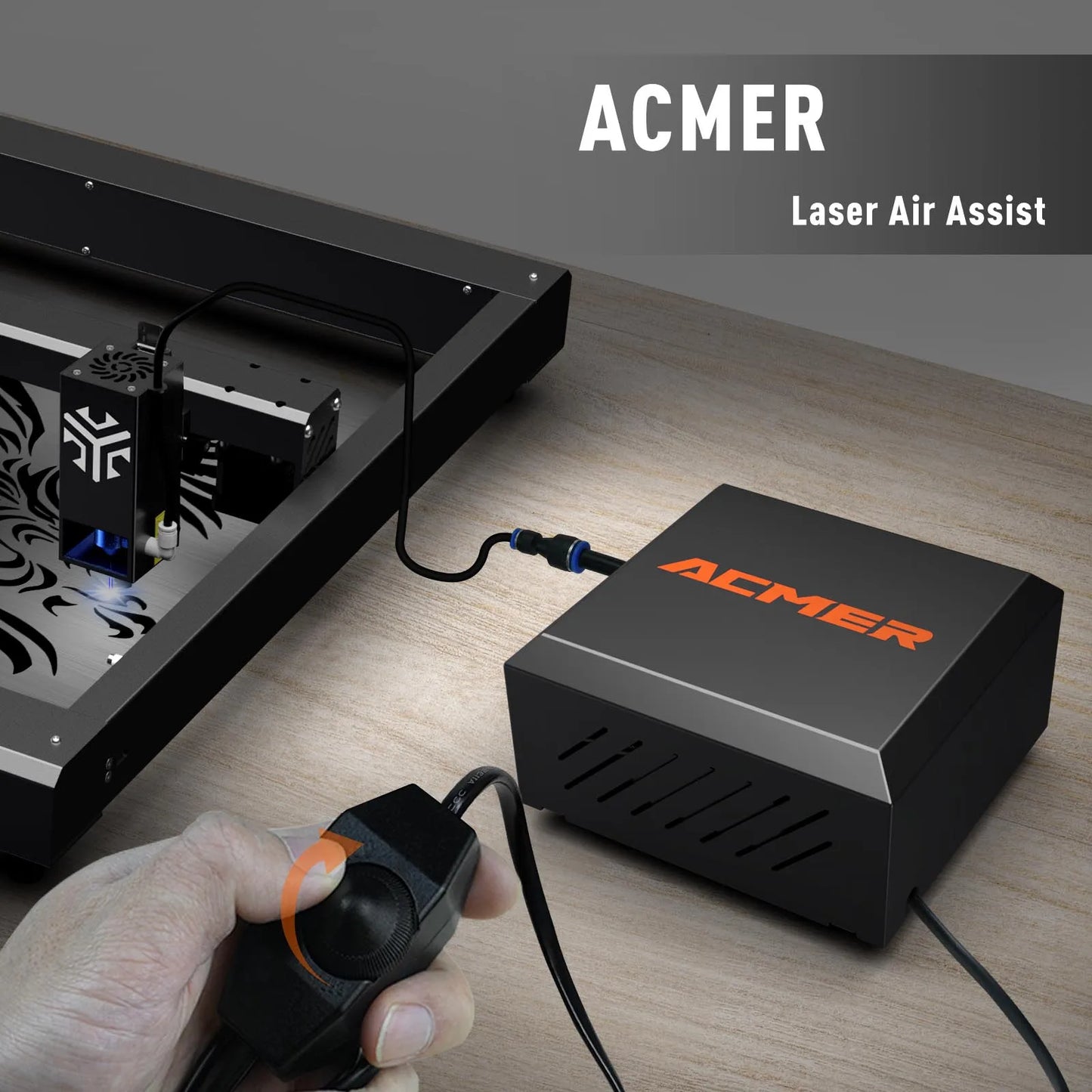 ACMER C4 Laser Air Assist Pump with 30L/min Airflow for Most Laser Cutter Machine Removing Smoke Dust Low Noise Air Assist Set