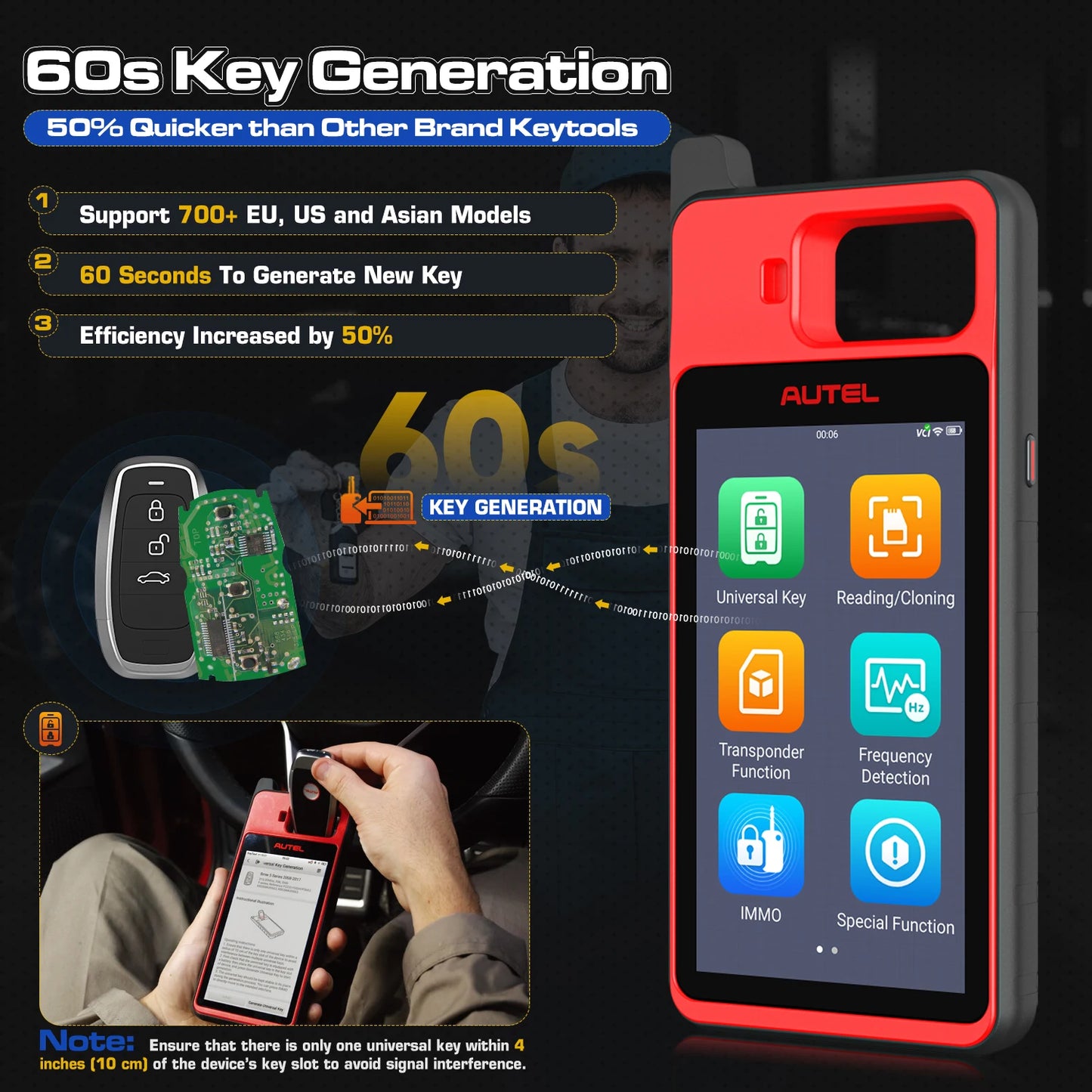 Autel MaxiIM KM100 Key Fob Programmer Immobilizer Tool Key Creation IMMO Learning Chip Read Cloning Frequency Detection PK IM508