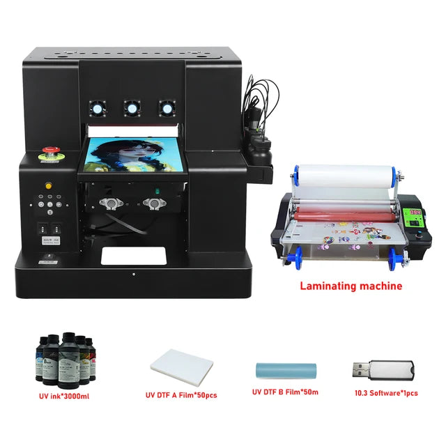 Automatic A4 UV Flatbed Printer For EPSON XP600 Print head with Bottle Holder For Bottle Phone Case A4 UV DTF Printing Machine