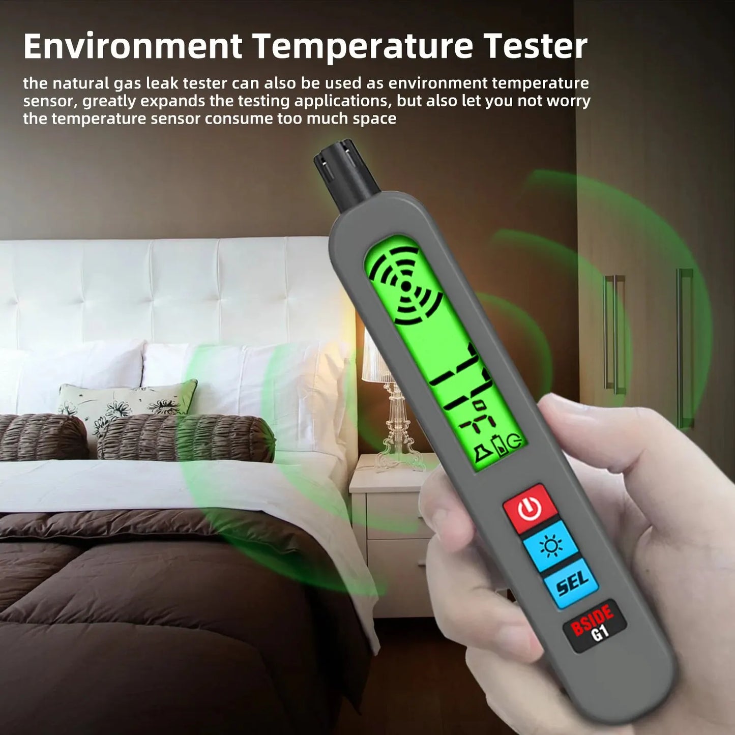 BSIDE Gas Leak Detector Combustible Natural Co2 Flammable Alcohol LPG Methane Analyzer Rechargeable Buzzer Alarm PPM LEL Tester