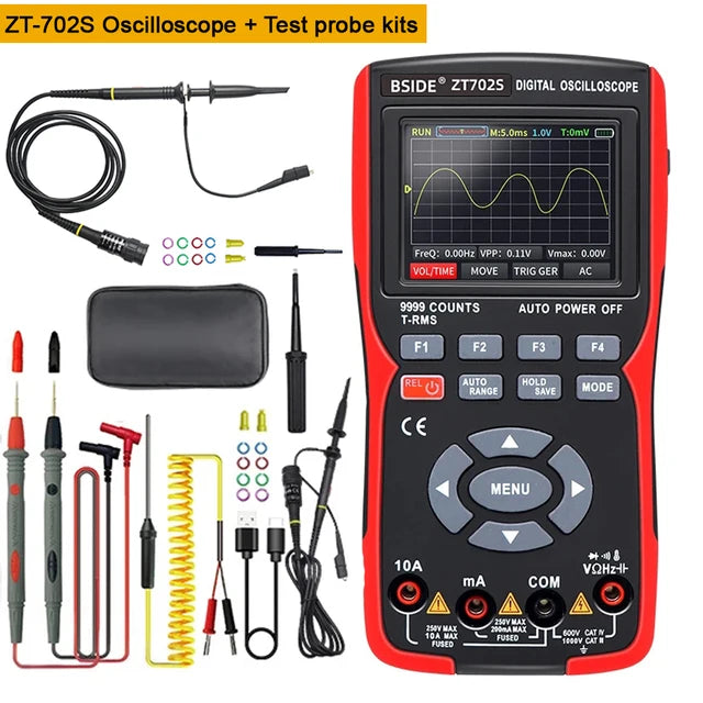 BSIDE ZT702S Professional Digital Multimeter Handheld Oscilloscope Electrician Tester Ammeter Voltmeter Current Cap Ohm Meter