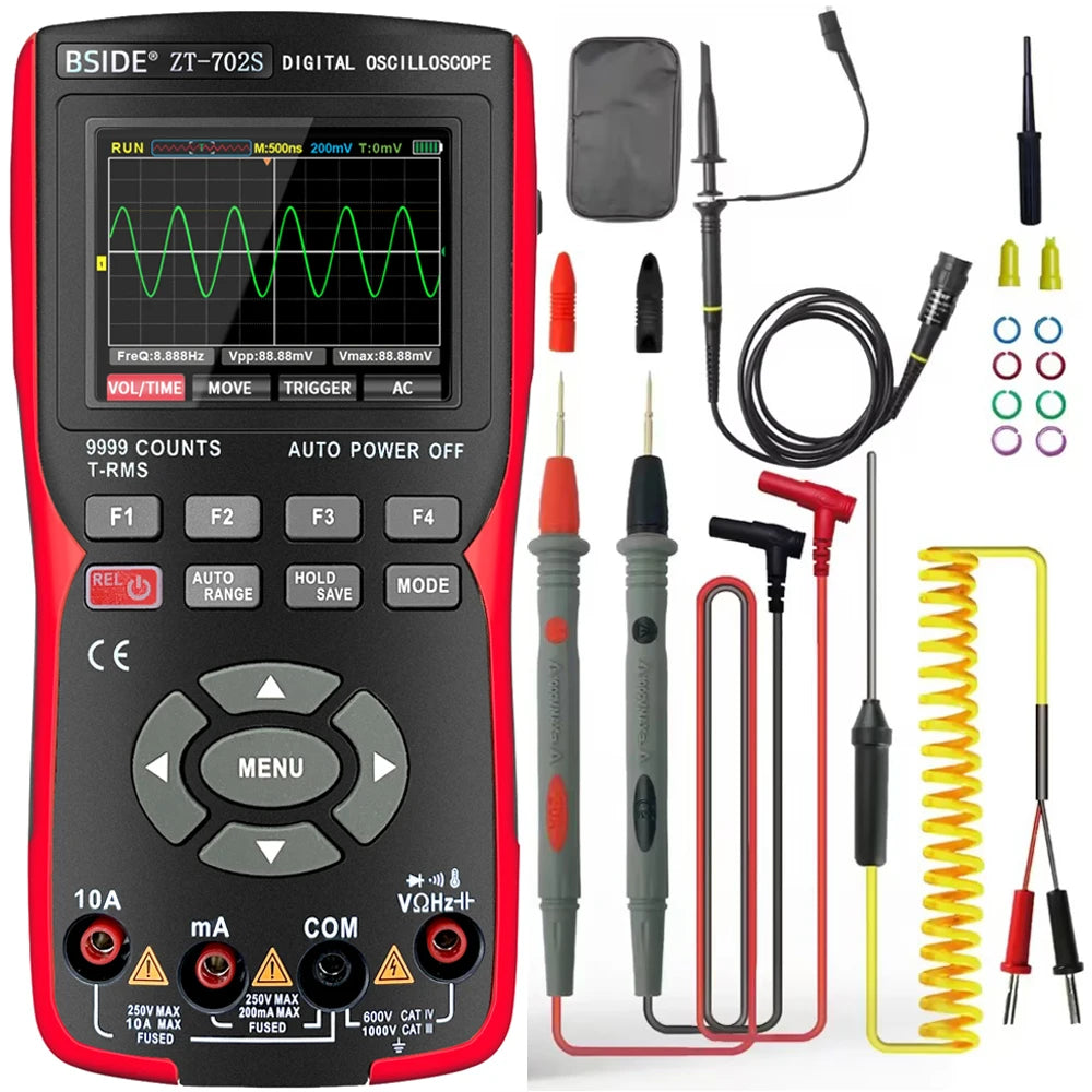 BSIDE ZT702S Professional Digital Multimeter Handheld Oscilloscope Electrician Tester Ammeter Voltmeter Current Cap Ohm Meter