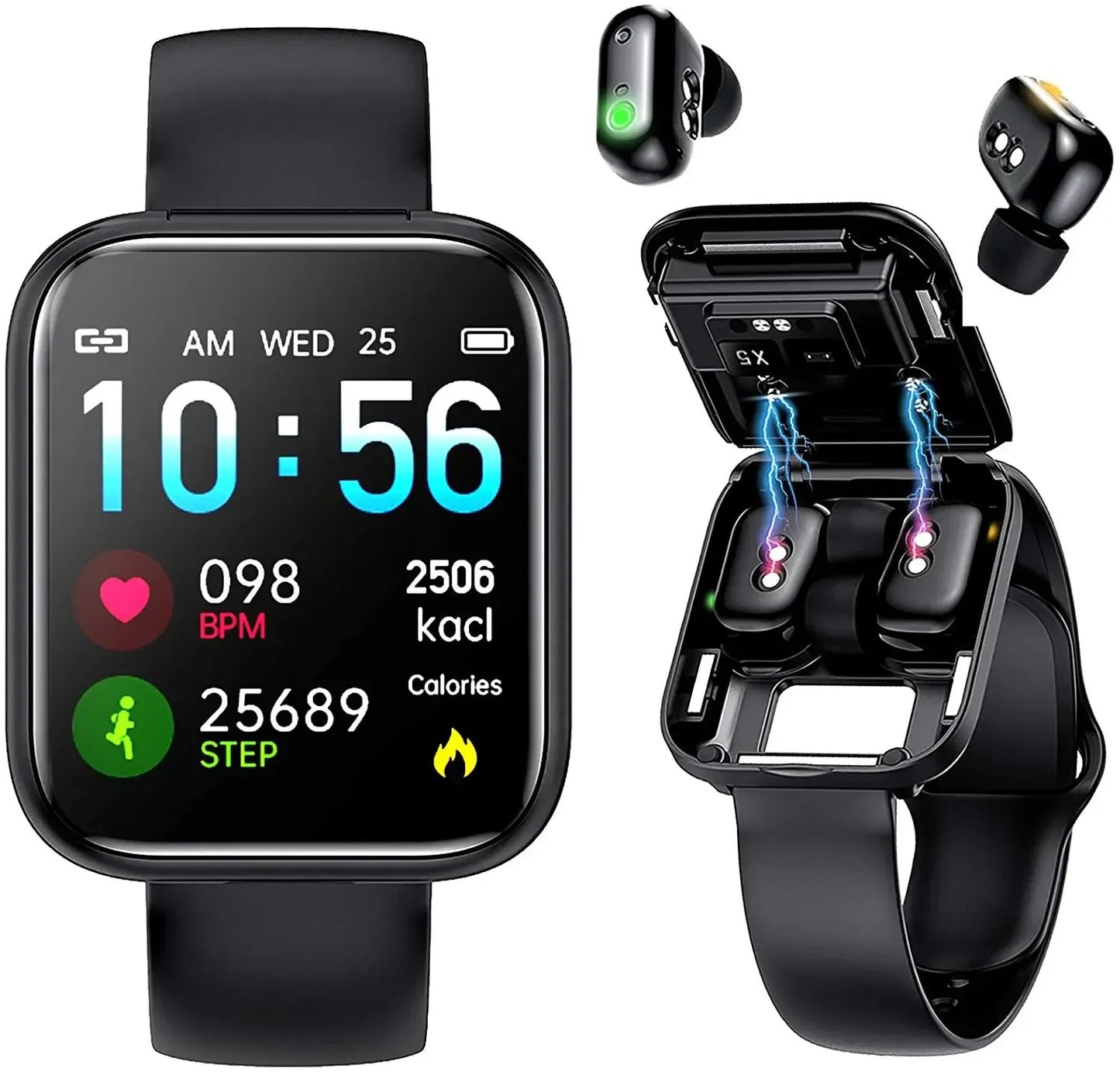 Best Seller X5 Smart Watch Bluetooth Earphones Waterproof 2 in 1 Smart Watch With Earbuds