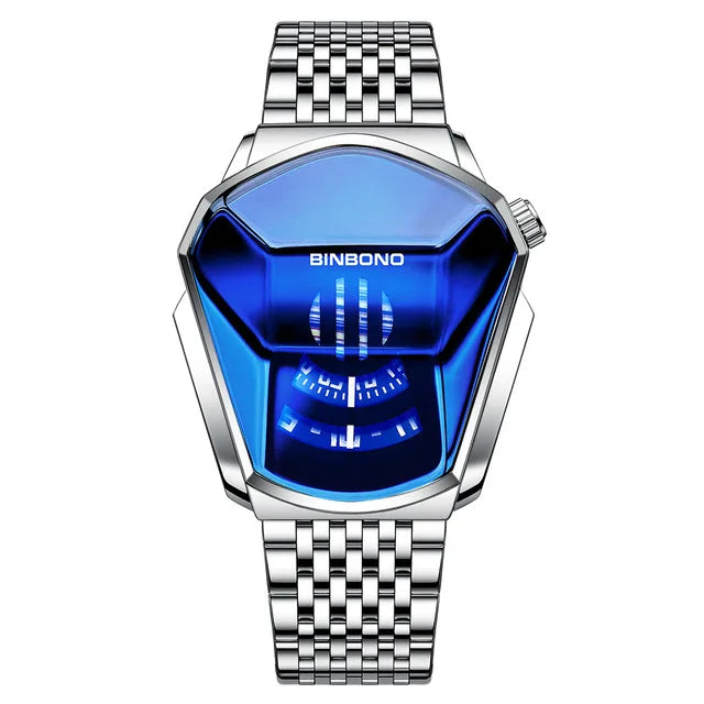 Binbond Popular Fashion Motorcycle Concept Men's Quartz Watch Luminous Steel Band Mesh Watch Touch Screen black technology watch