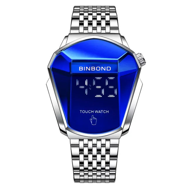 Binbond Popular Fashion Motorcycle Concept Men's Quartz Watch Luminous Steel Band Mesh Watch Touch Screen black technology watch