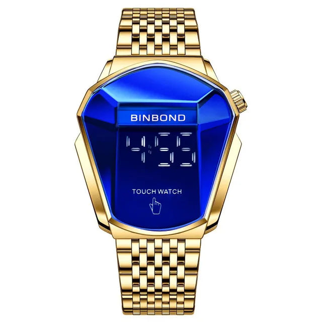 Binbond Popular Fashion Motorcycle Concept Men's Quartz Watch Luminous Steel Band Mesh Watch Touch Screen black technology watch