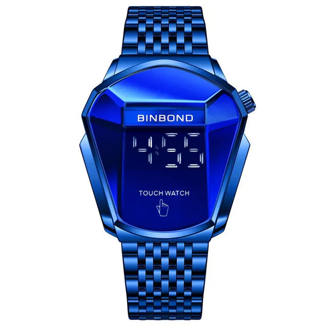 Binbond Popular Fashion Motorcycle Concept Men's Quartz Watch Luminous Steel Band Mesh Watch Touch Screen black technology watch