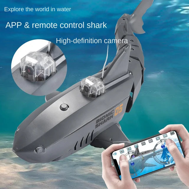 Boat Camera Submarine Electric Shark with remote control camera 30W HD RC Toy Animals Pool Toys Kids Boys Children boats