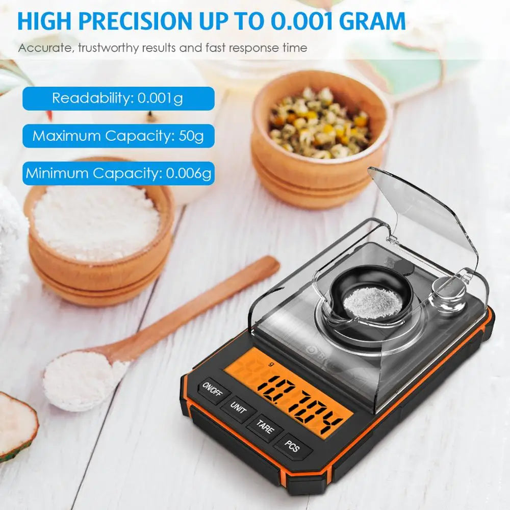 Brifit Electronic Digital Scale 0.001g/50gMini Scale Precision Professional Pocket Scale Milligram with 50g Calibration Weights