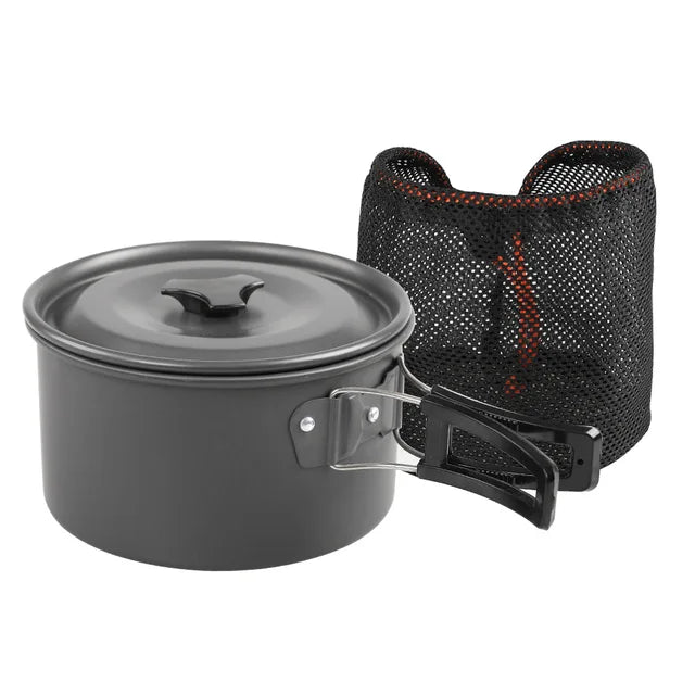 Camping Cookware Kit Outdoor Aluminum Lightweight Equipment Camping Cooking Kit For Traveling Trekking Hiking Supplies