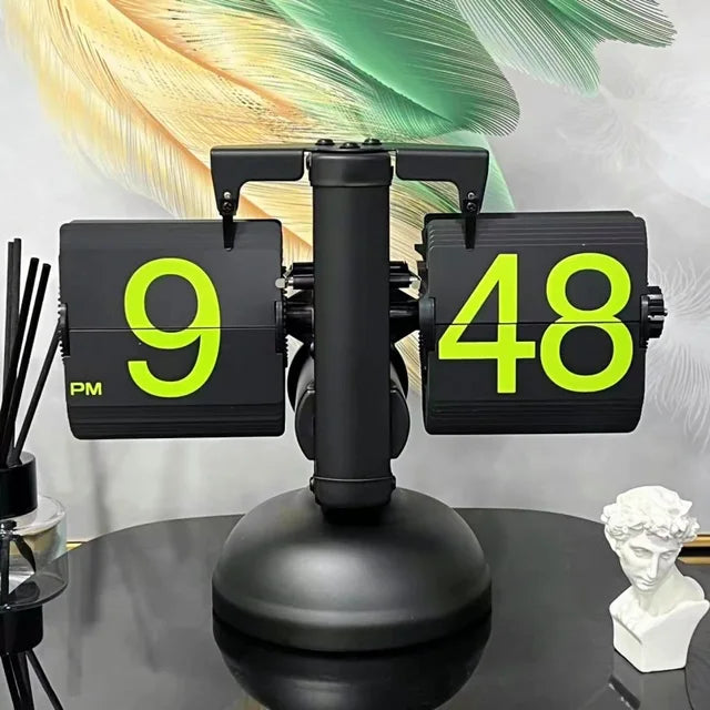 Creative Table Clock Desktop Clock European Creative Flip Down Page Desk Clocks Retro Flip Table Clock Mechanical Automatic Flip