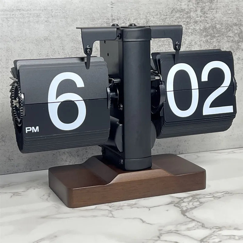 Creative Table Clock Desktop Clock European Creative Flip Down Page Desk Clocks Retro Flip Table Clock Mechanical Automatic Flip