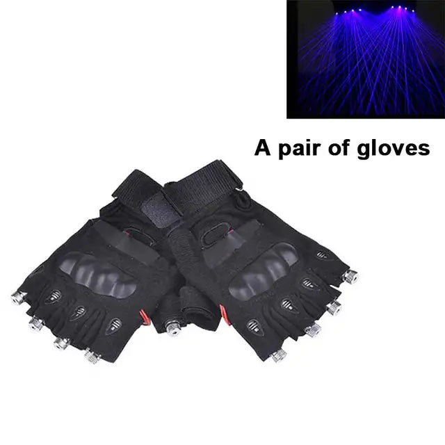 DJ Disco Dancing Show RGB Laser Gloves Multi-line 4 Heads LED Palm Light For Club/Party/Bars Stage