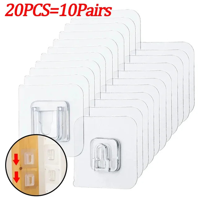 Double-Sided Adhesive Wall Hooks Hanger Strong Transparent Suction Cup Sucker Hooks Kitchen Bathroom Storage Plug Socket Holders